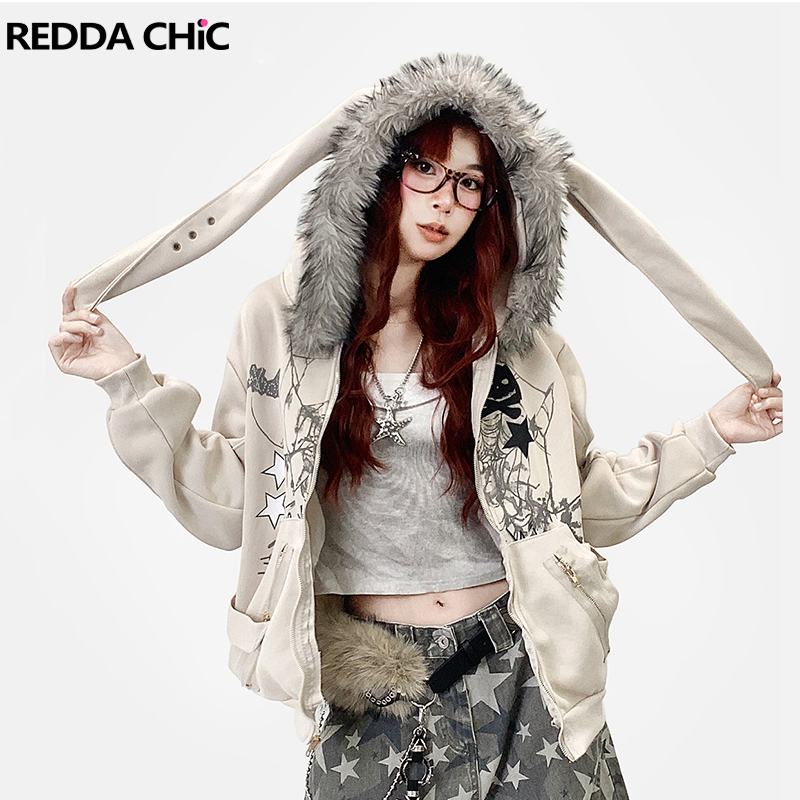 Graphic Hoodie Streetwear - REDDACHiC эстетические толстовки на молнии с