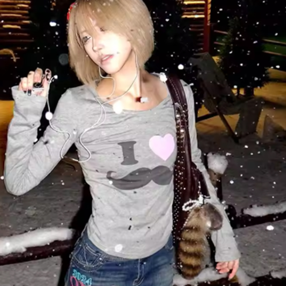 Street Fashion Vintage - Японская футболка с принтом бороды в