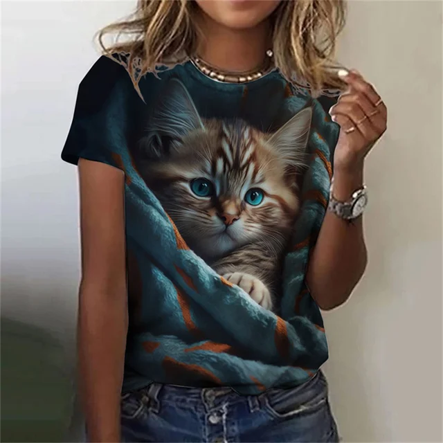 Футболка женская с круглым выр – обзор и цена Fashion Street Cat