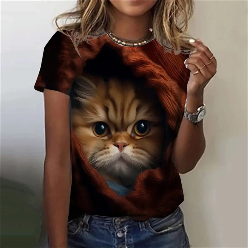 Футболка женская с круглым выр – обзор и цена Fashion Street Cat