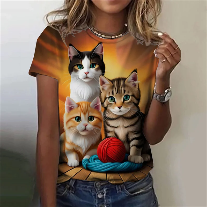 Футболка женская с круглым выр – обзор и цена Fashion Street Cat