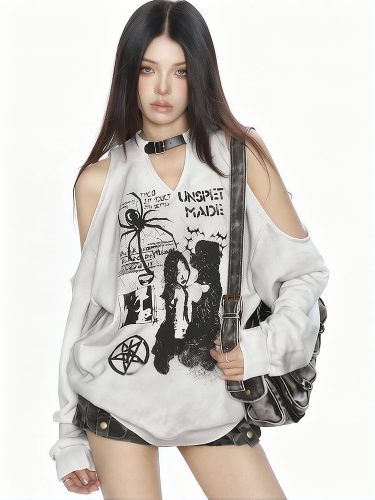 Женская толстовка Y2K с открыт – обзор и цена Graphic Hoodie Streetwear
